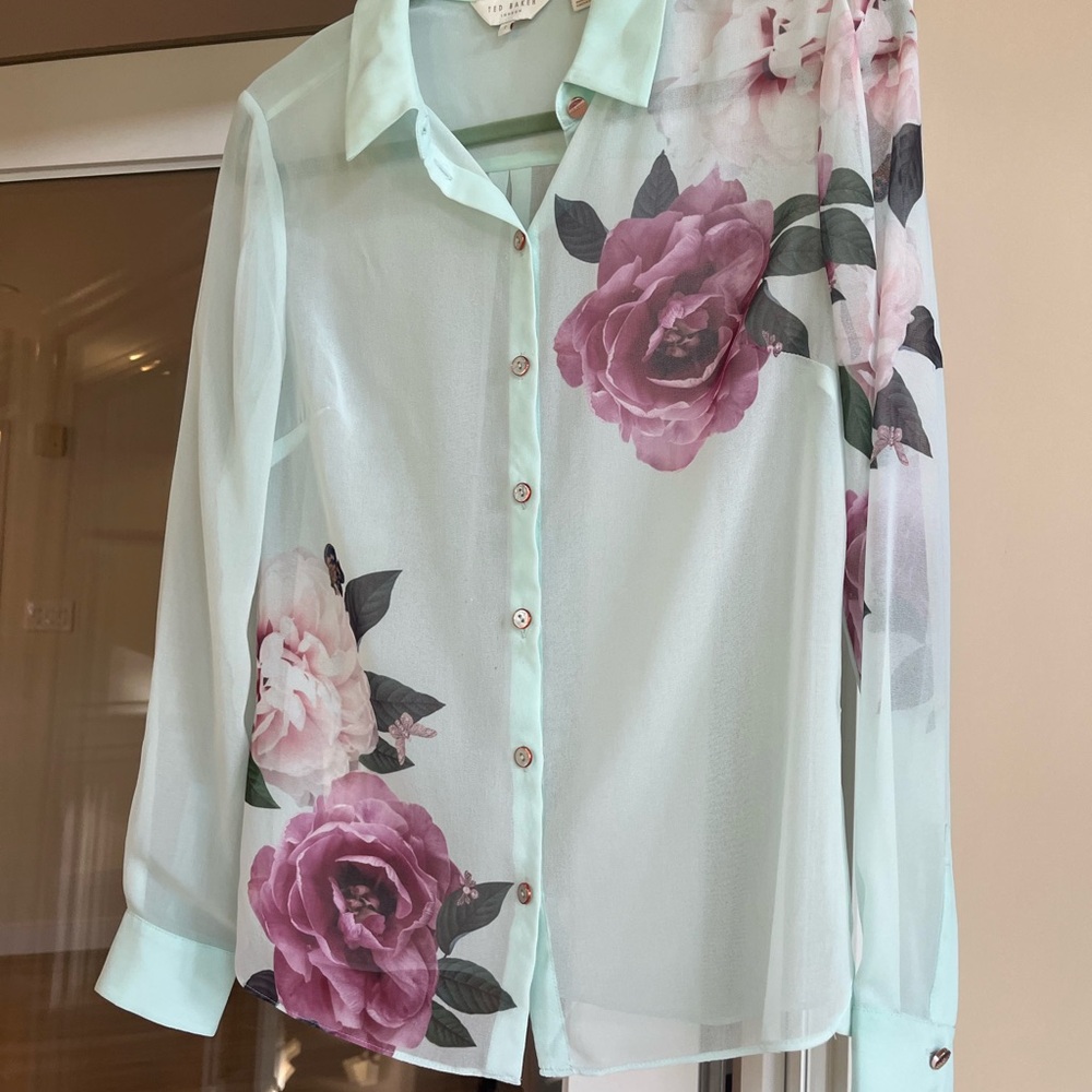 Ted Baker Mint Green Floral Button Down Shirt - Picture 2 of 5